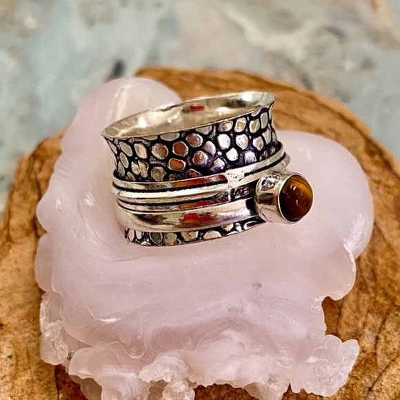 NWOT Artisan Tiger Eye Sterling Silver Ring - Picture 6 of 15